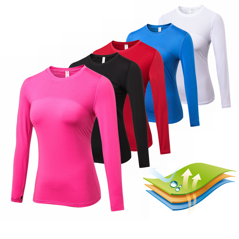 Women Long Sleeve Yoga Gym Compression Sportswear Fitness Quick Dry Running Tops Body Shaper Tee